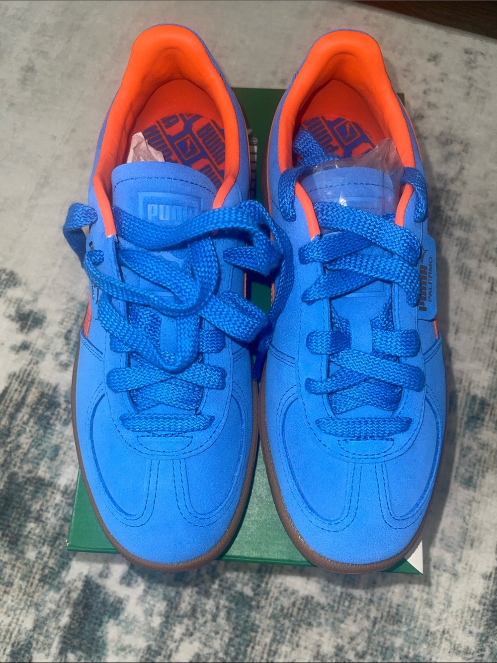 Puma Blue Sneakers with Orange Accent